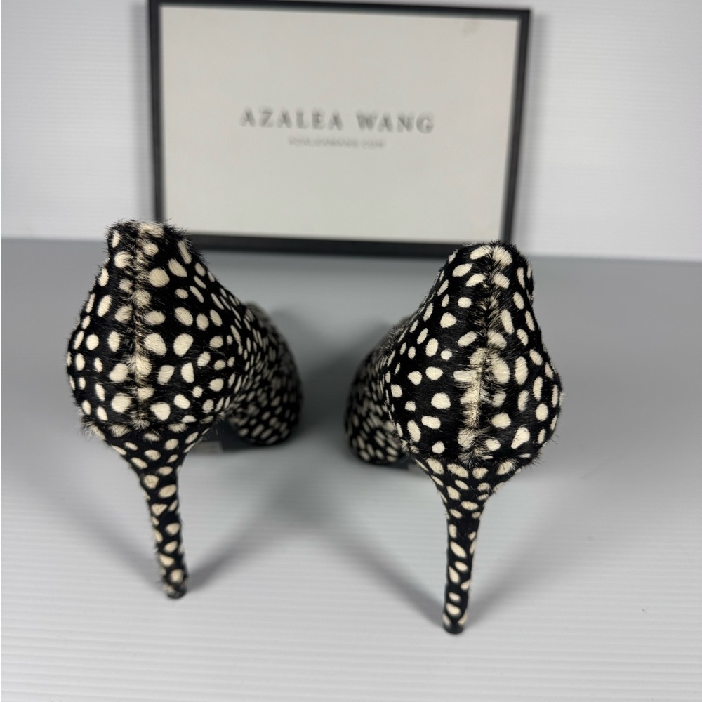 Azalea Wang Hall Black Multi Polka Dot Fur Haircalf Stiletto Pumps Heels - Picture 4 of 6